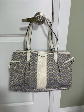 Coach Neutral Signature Tote with Cream Trim